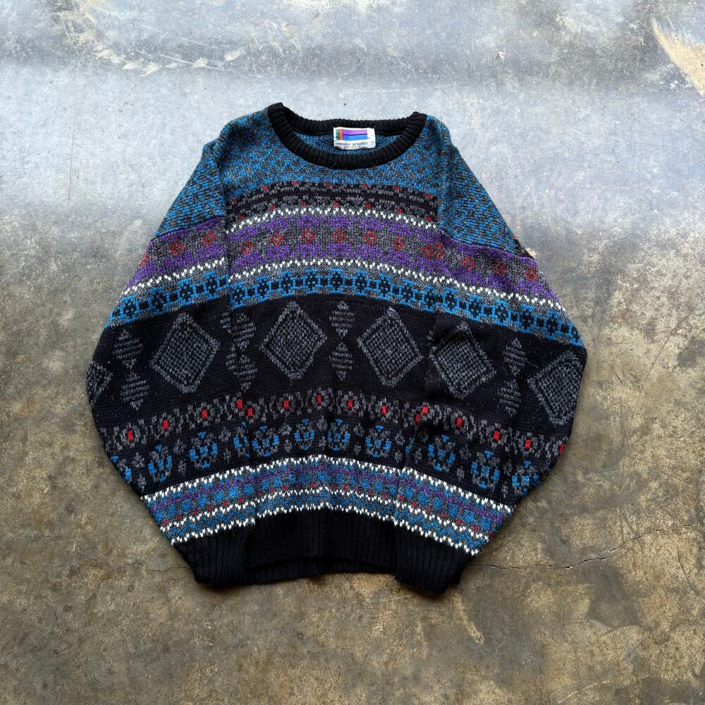 Crazy Vintage Sweater‎ Graphics Pattern Knit